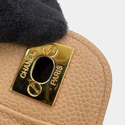 Pre Owned حقيبة شانيل رفرف مزدوج سلسلة كتف جلد كافيار بيج حجم 25