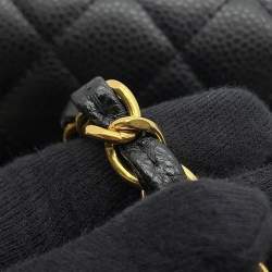 Pre Owned حقيبة كتف شانيل ماتلاس أسود كافيار جلد رفرف مزدوج سلسلة حجم 25