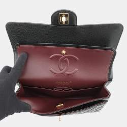 Pre Owned حقيبة كتف شانيل ماتلاس أسود كافيار جلد رفرف مزدوج سلسلة حجم 25