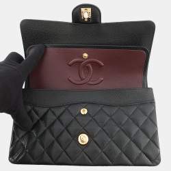 Pre Owned حقيبة كتف شانيل ماتلاس أسود كافيار جلد رفرف مزدوج سلسلة حجم 25