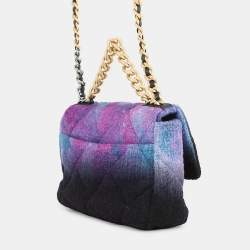 Pre Owned حقيبة كتف بسلسلة شانيل 19 صوف تويد أسود/أرجواني