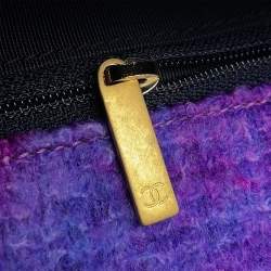 Pre Owned حقيبة كتف بسلسلة شانيل 19 صوف تويد أسود/أرجواني