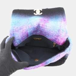 Pre Owned حقيبة كتف بسلسلة شانيل 19 ص وف تويد أسود/أرجواني