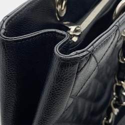 Pre Owned Chanel GST Chain Tote Bag Black Caviar Leather