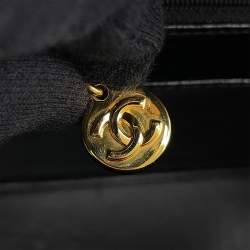 Pre Owned Chanel Matelasse Single Flap 25 Black Caviar Leather Shoulder Bag