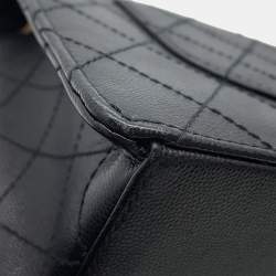 Pre Owned Chanel Matelasse Single Flap 25 Black Caviar Leather Shoulder Bag