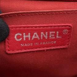 Pre Owned Chanel Boy Small Red Caviar Leather Shoulder Bag