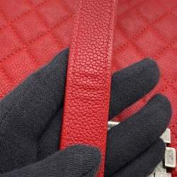 Pre Owned Chanel Boy Small Red Caviar Leather Shoulder Bag