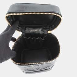 مملوكة مسبقًا حقيبة فانيتي رأسية شانيل جلد كافيار أسود