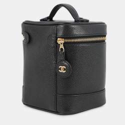 مملوكة مسبقًا حقيبة فانيتي رأسية شانيل جلد كافيار أسود