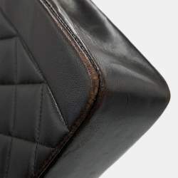 مملوكة مسبقًا حقيبة كتف سلسلة شانيل ديانا جلد حملان أسود بحجم 22