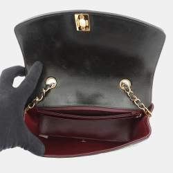 مم لوكة مسبقًا حقيبة كتف سلسلة شانيل ديانا جلد حملان أسود بحجم 22