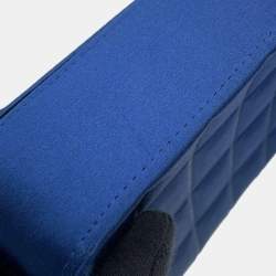 Pre Owned Chanel Chocolate Bar Chain shoulder Bag Blue/Black Satin