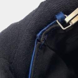 Pre Owned Chanel Chocolate Bar Chain shoulder Bag Blue/Black Satin