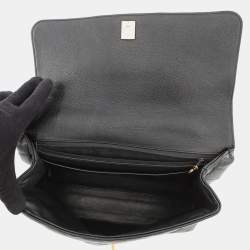 Pre Owned Chanel Matelasse Top Handle Handbag Black Caviar Leather