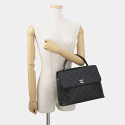 Pre Owned حقيبة شانيل ماتالاسي بمقبض علوي جلد كافيار أسود