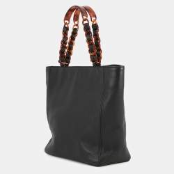 Pre Owned Chanel Cc Logo Plastic Chain Tote Bag Black/Brown Caviar Leather