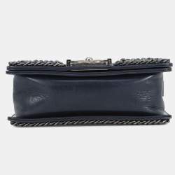 Pre Owned حقيبة شانيل بوي شانيل كتف بسلسلة جلد خروف كحلي حجم 20