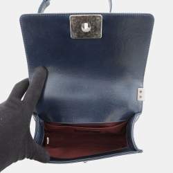 Pre Owned حقيبة شانيل بوي شانيل كتف بسلسلة جلد خروف كحلي حجم 20