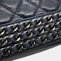 Pre Owned حقيبة شانيل بوي شانيل كتف بسلسلة جلد خروف كحلي حجم 20