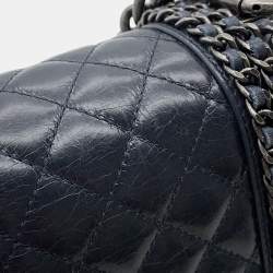 Pre Owned حقيبة شانيل بوي شانيل كتف بسلسلة جلد خروف كحلي حجم 20