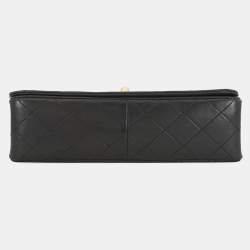 Pre Owned Chanel Matelasse Full Flap Chain shoulder Bag Black Lambskin