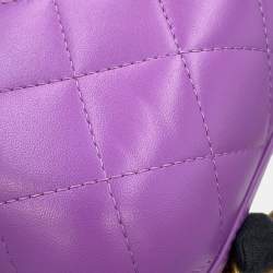Pre Owned Chanel Matelasse Top Handle Vanity 2-Way Chain shoulder Bag Purple Lambskin Size Small