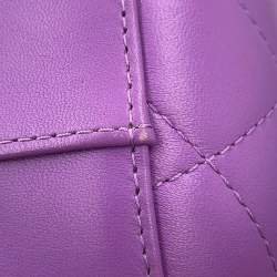 Pre Owned Chanel Matelasse Top Handle Vanity 2-Way Chain shoulder Bag Purple Lambskin Size Small