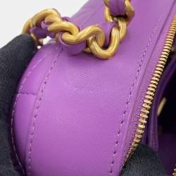Pre Owned Chanel Matelasse Top Handle Vanity 2-Way Chain shoulder Bag Purple Lambskin Size Small
