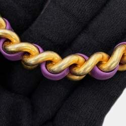 Pre Owned Chanel Matelasse Top Handle Vanity 2-Way Chain shoulder Bag Purple Lambskin Size Small