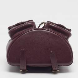 Pre Owned Chanel Duma Mini Burgundy Quilted Caviar Leather Backpack