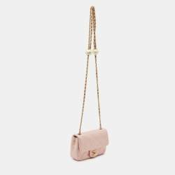 Pre Owned Chanel Pearl Crush Mini Pink Iridescent Quilted Leather Flap Bag