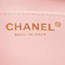 Pre Owned Chanel Pearl Crush Mini Pink Iridescent Quilted Leather Flap Bag