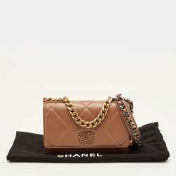 Pre Owned Chanel 19 Wallet On Chain Brown Quilted Leather Chain Bag