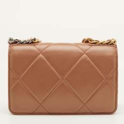 Pre Owned Chanel 19 Wallet On Chain Brown Quilted Leather Chain Bag