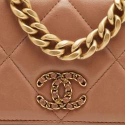 Pre Owned Chanel 19 Wallet On Chain Brown Quilted Leather Chain Bag