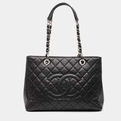 Pre Owned Chanel Black Caviar Grand Shopping Tote