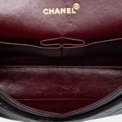 Pre Owned Chanel Black Medium Classic Lambskin Double Flap
