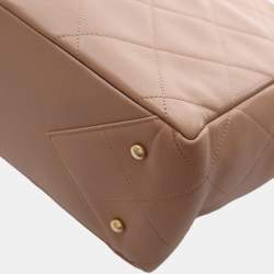 Pre Owned حقيبة يد شانيل توت سلسلة سي سي قفل بني جلد العجل مبطن