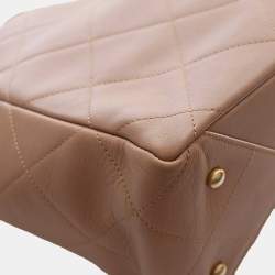 Pre Owned حقيبة يد شانيل توت سلسلة سي سي قفل بني جلد العجل مبطن