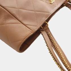 Pre Owned حقيبة يد شانيل توت سلسلة سي سي قفل بني جلد العجل مبطن