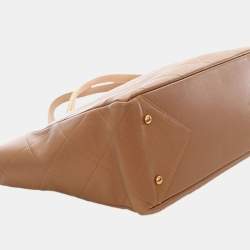 Pre Owned حقيبة يد شانيل توت سلسلة سي سي قفل بني جلد العجل مبطن