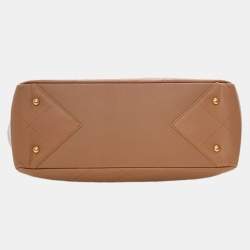 Pre Owned حقيبة يد شانيل توت سلسلة سي سي قفل بني جلد العجل مبطن