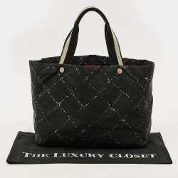 مملوكة مسبقًا Chanel Travel Line Black Quilted Print Nylon Tote