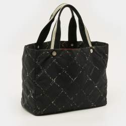 مملوكة مسبقًا Chanel Travel Line Black Quilted Print Nylon Tote