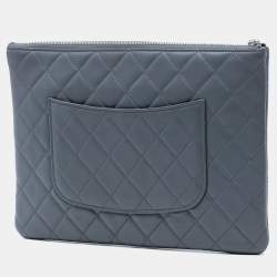 مملوكة مسبقًا حقيبة كلتش شانيل غلاف حرف أوه جلد ديج صغير مبطن متوسطة حجم إضافي