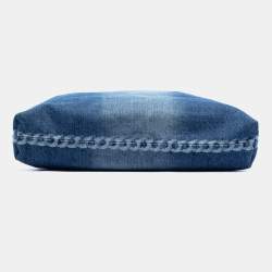 Pre Owned Chanel Blue Printed Denim Shopping Tote