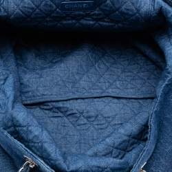 Pre Owned Chanel Blue Printed Denim Shopping Tote