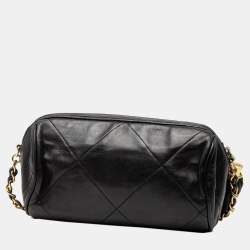 Pre Owned Chanel Black Quilted Lambskin Tassel Barrel Crossbody
