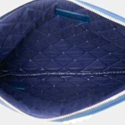 Pre Owned Chanel Blue Medium Quilted Caviar Boy O Case Clutch